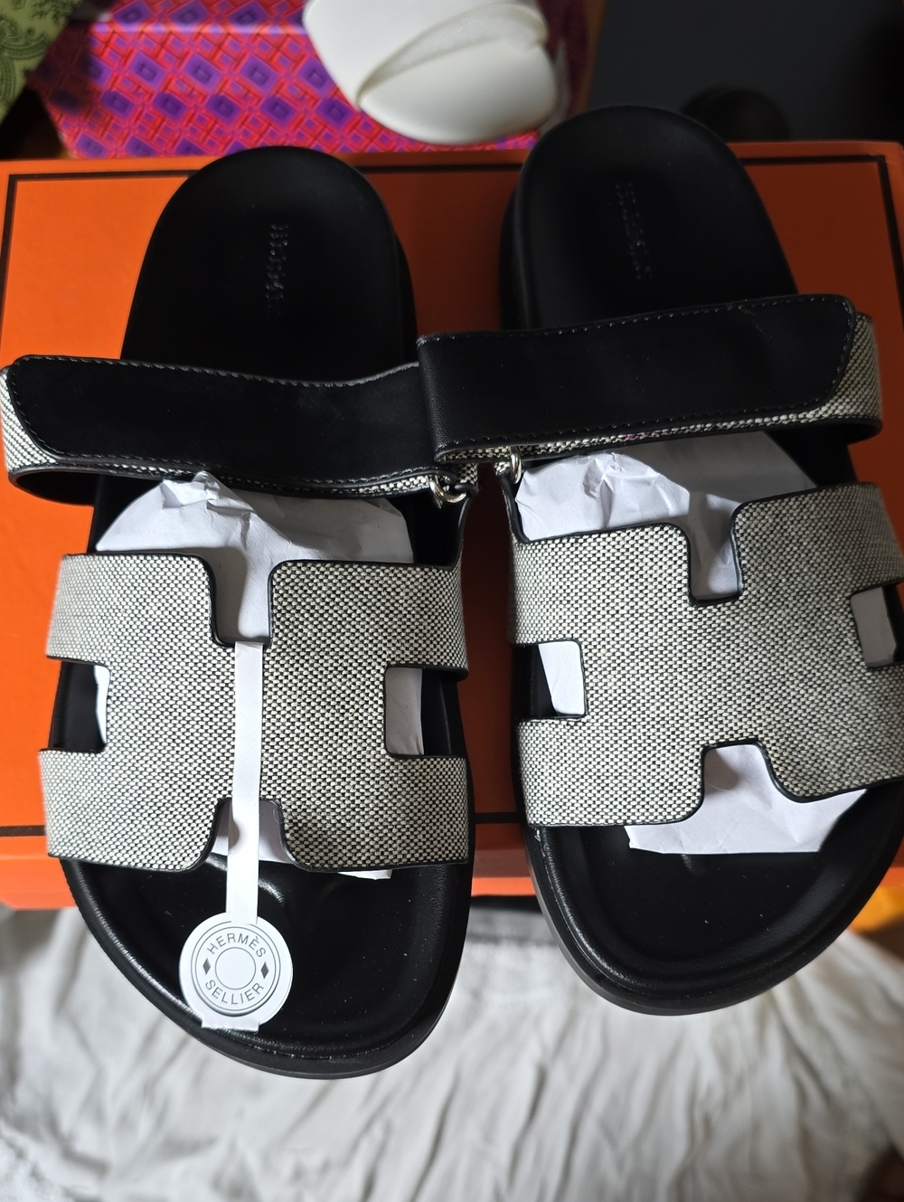 Women’s Black & White Oran Slide Sandals